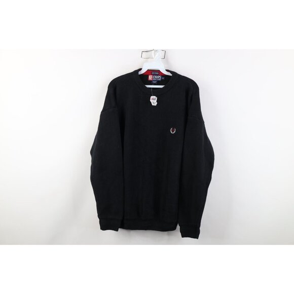 Deadstock Vtg 90s Chaps Ralph Lauren Mens Medium Heavy Cotton Knit Sweater Black